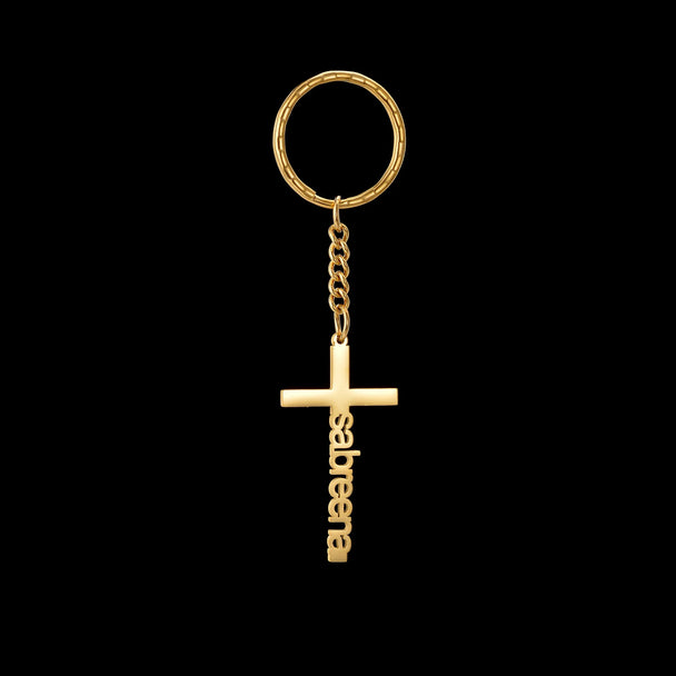 Custom Name Cross Keychain - Nameplate Charm - SHOPPERS' CASTLE
