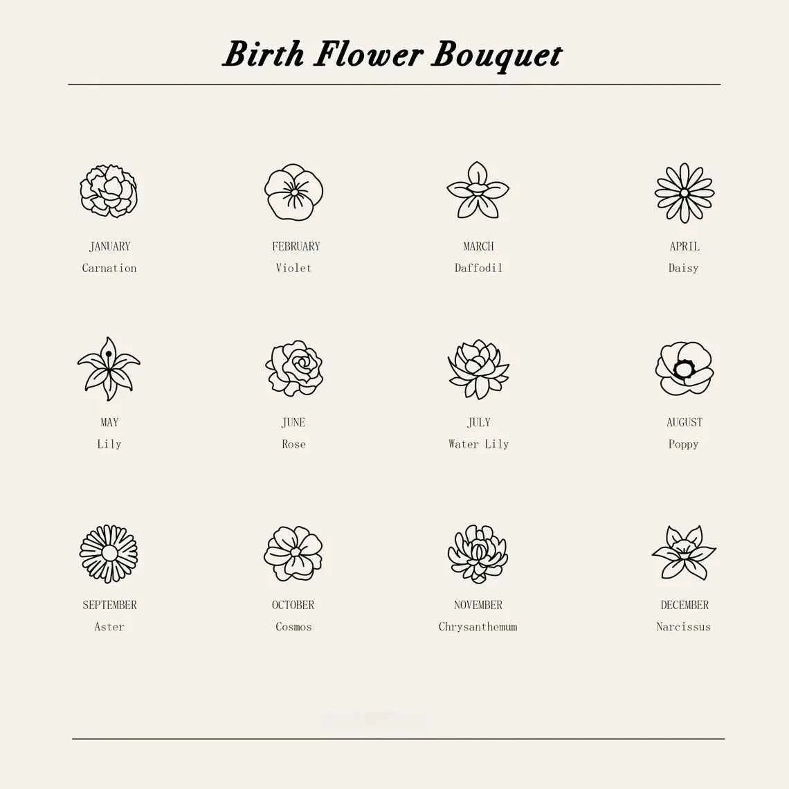 Customized Birthday Flower Name Clavicle Chain - Summer Travel