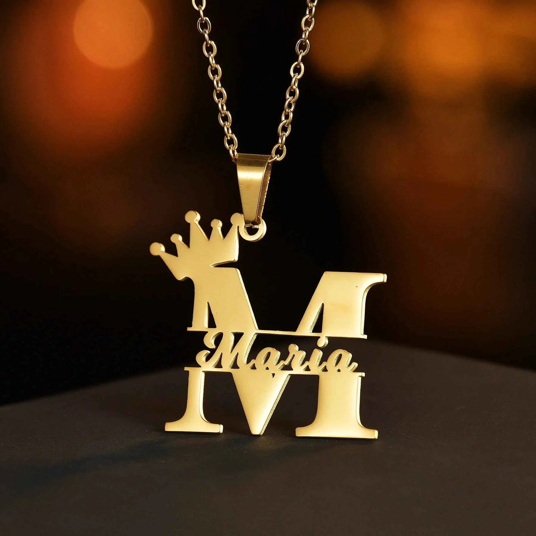 Personalized Big Letter Name Butterfly Pendant Choker - Link Chain
