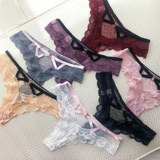 Embroidered Lace Low-Rise G-String