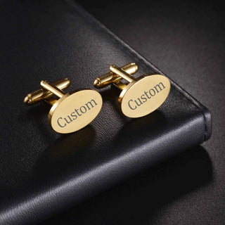 Personalized Engraved Name Cufflinks Tie Clip Set - Jewelry Set