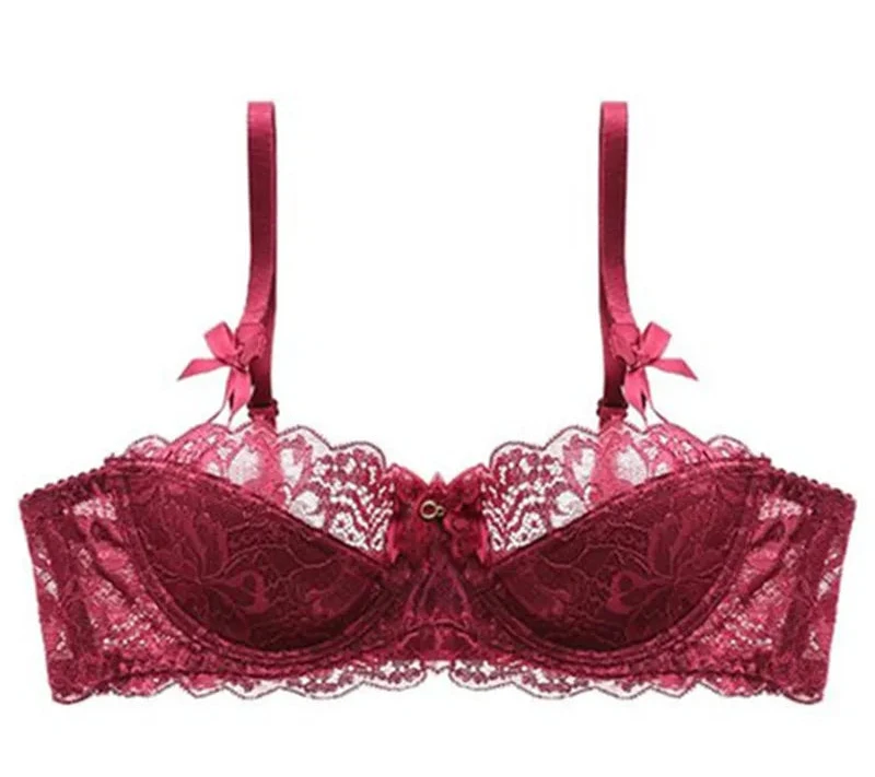 Lace Embroidered Bra - Plus Size C/D Cup