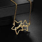 Custom 2 Names Star Heart Paw Choker - Link Chain