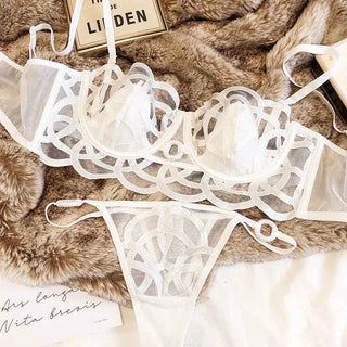 French Ultra-Thin Lace Bra Set with Thong