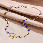 Custom Name Devil's Eye Chain Necklace - Handmade Nameplate