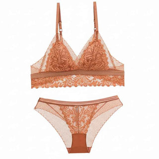 French Wire-Free Thin Cotton Beautiful Back Bra Set