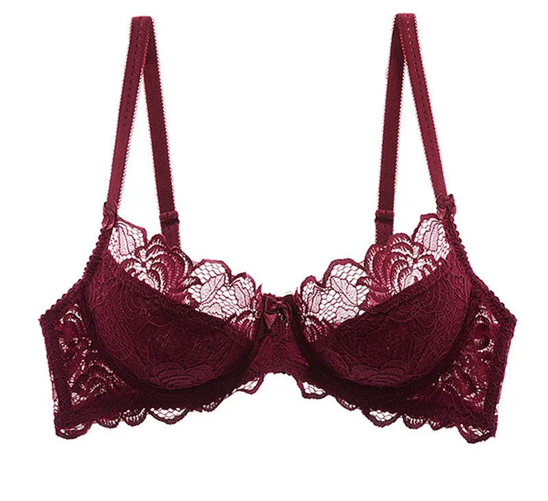 Hollow-Out Embroidered Bra - Plus Size - SHOPPERS' CASTLE