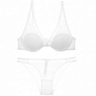 Thin Cotton Hollow Embroidery Bra Set - ABC Cup