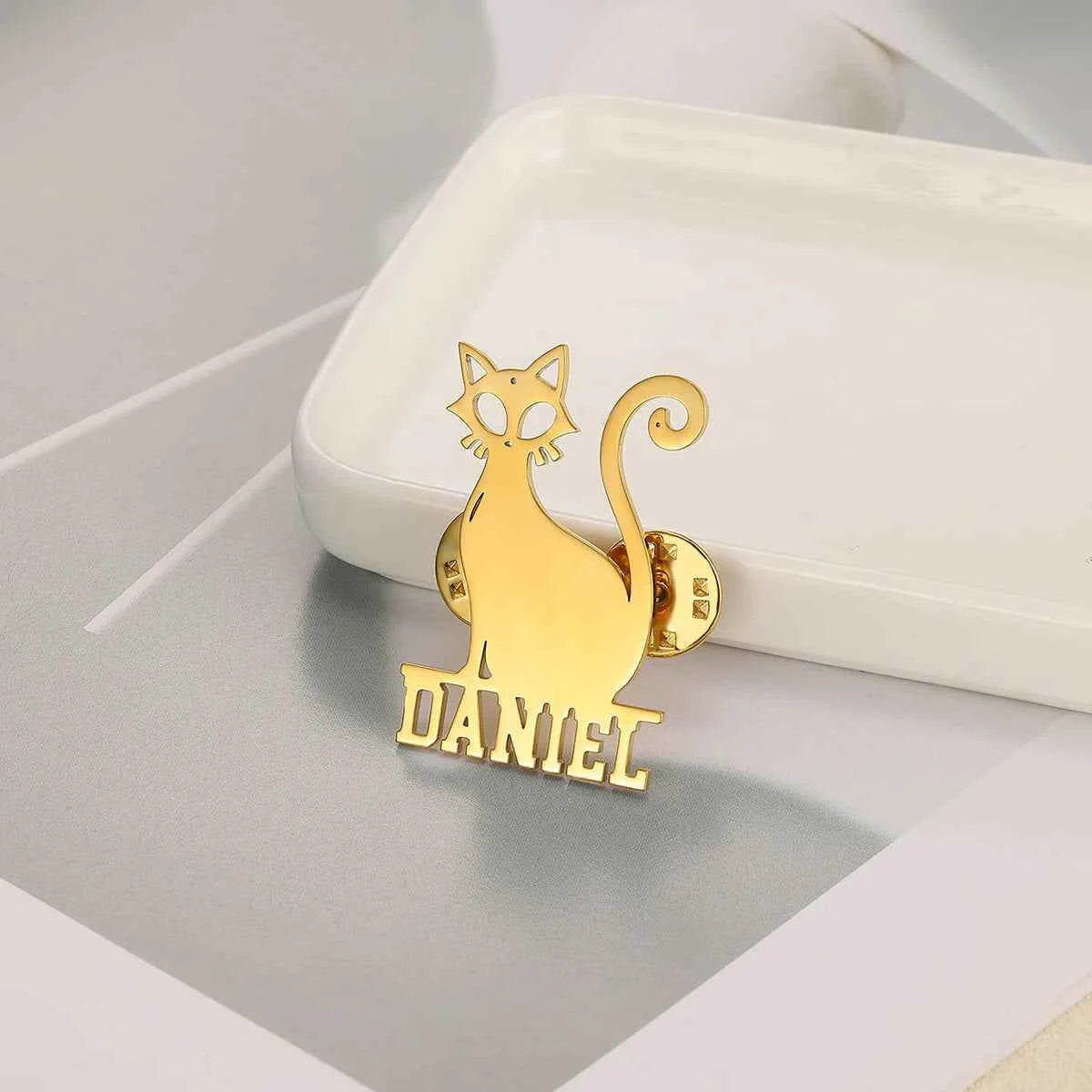 Custom Egyptian Cat Name Brooch - Business Party