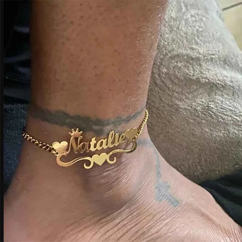 Custom Name Anklets - Stainless Steel Cuban Chain
