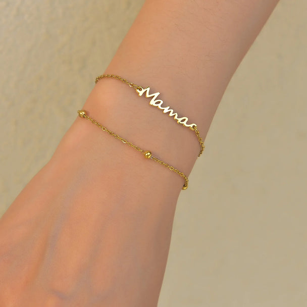 Personalized Name Bracelet - 2 Layer with Star Charms - SHOPPERS' CASTLE