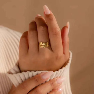 Custom Double Name Adjustable Ring