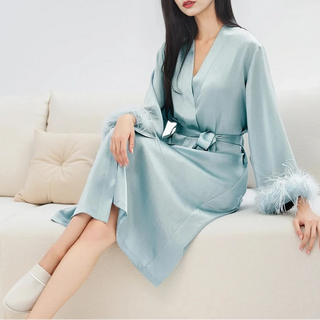 100% Mulberry Silk Nightgown & Robe Set - Luxury Sleepwear