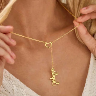 Customized Heart Name Extended Chain Necklace - Couple Gift
