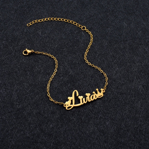 Custom Name Anklet - Thick Chain with Charms - SHOPPERS' CASTLE