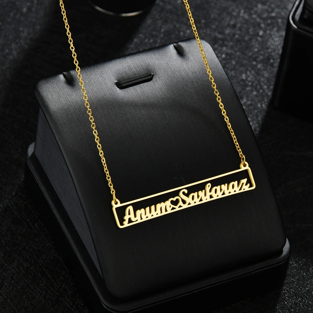 Custom Name Hollow Nameplate Necklace - Elegant Chain - SHOPPERS' CASTLE