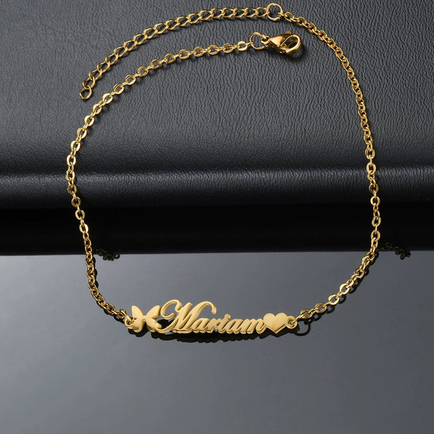 Custom Name Anklet - Thick Chain with Charms - SHOPPERS' CASTLE
