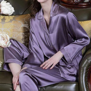 6A Grade Real Silk Pajama Set - Long Sleeve Luxury Loungewear