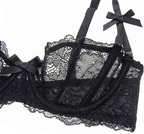 Embroidered Lace Half-Cup Bra - SHOPPERS' CASTLE