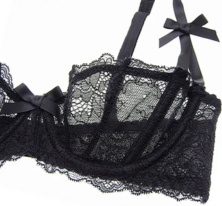 Embroidered Lace Half-Cup Bra - SHOPPERS' CASTLE