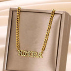 Custom Name Flat Chain Nameplate Necklace - Girlfriend Gift