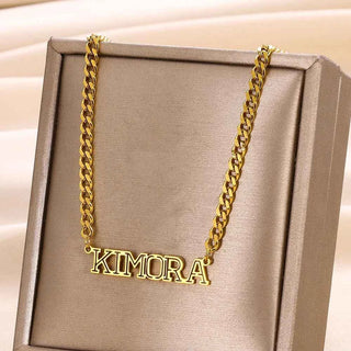 Custom Name Flat Chain Nameplate Necklace - Girlfriend Gift