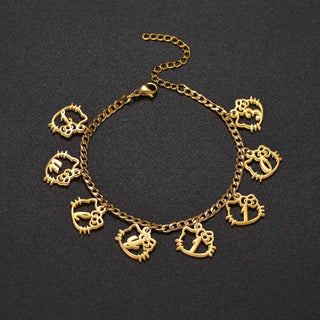Personalized Name Thick Foot Chain Anklet - Heart Charms