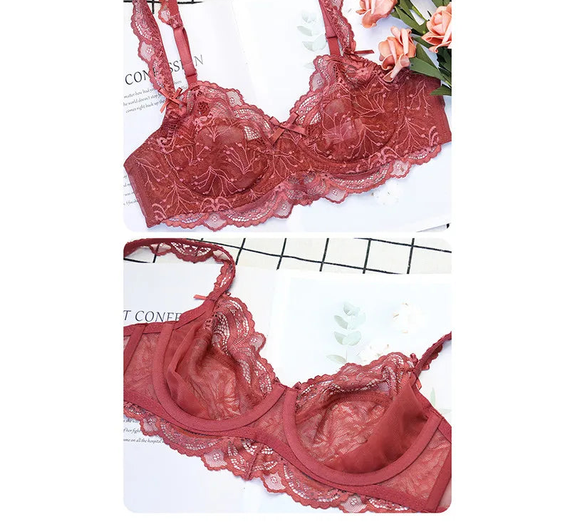 Ultra-Thin Transparent Bra Set - Plus Size D/E Cup - SHOPPERS' CASTLE