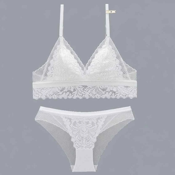 French Wire-Free Thin Cotton Beautiful Back Bra Set