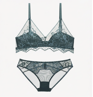 Thin Cotton Triangle Cup Wire-Free Bra Set