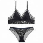 French Wire-Free Thin Cotton Beautiful Back Bra Set