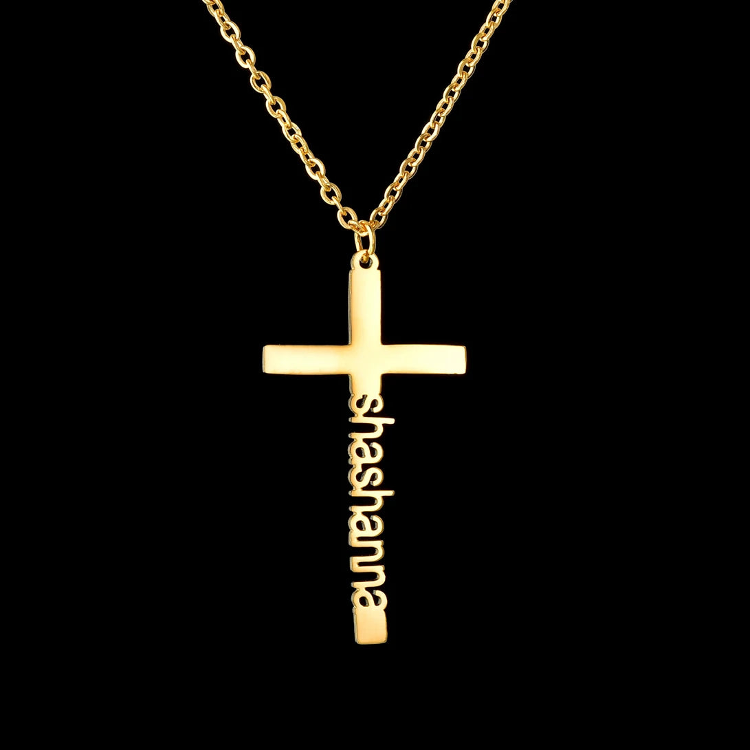 Personalized Name Cross Necklace - Zircon Pendant - SHOPPERS' CASTLE