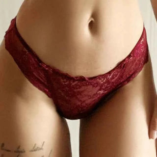 Embroidered Lace Brief Trio - Beige, Black & Burgundy