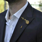 Custom Rose Name Brooch - Groom Lapel Pin Wedding