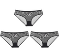 Hollow-Out Net Yarn Brief Trio - Black - SHOPPERS' CASTLE