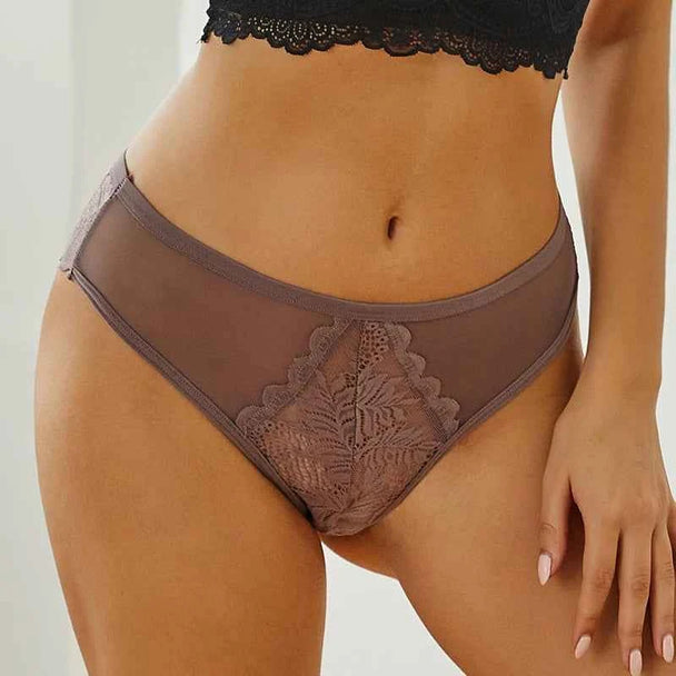 Floral Lace G-String Thong - Soft Breathable Low-Rise Panty