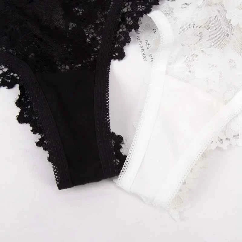 Floral Lace Brief - Cotton Crotch Breathable Low-Rise Panty