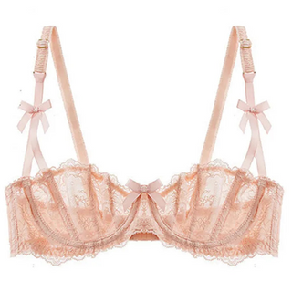 Embroidered Lace Half-Cup Bra - SHOPPERS' CASTLE