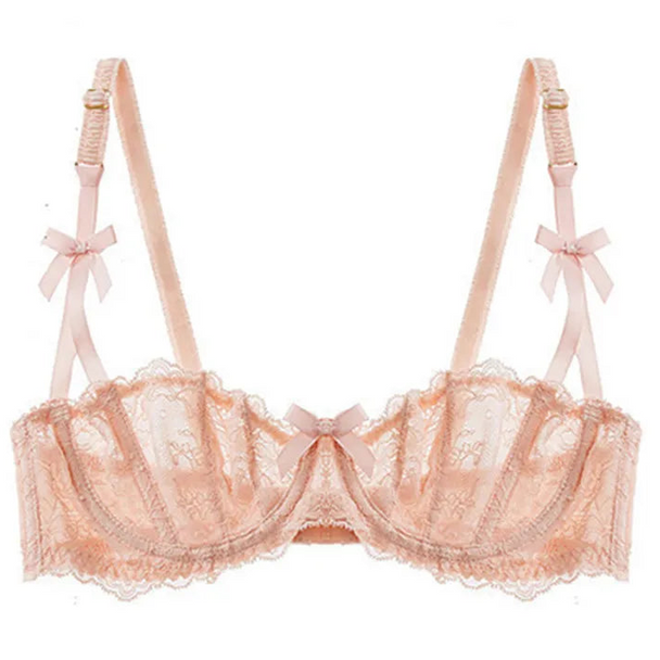 Embroidered Lace Half-Cup Bra - SHOPPERS' CASTLE