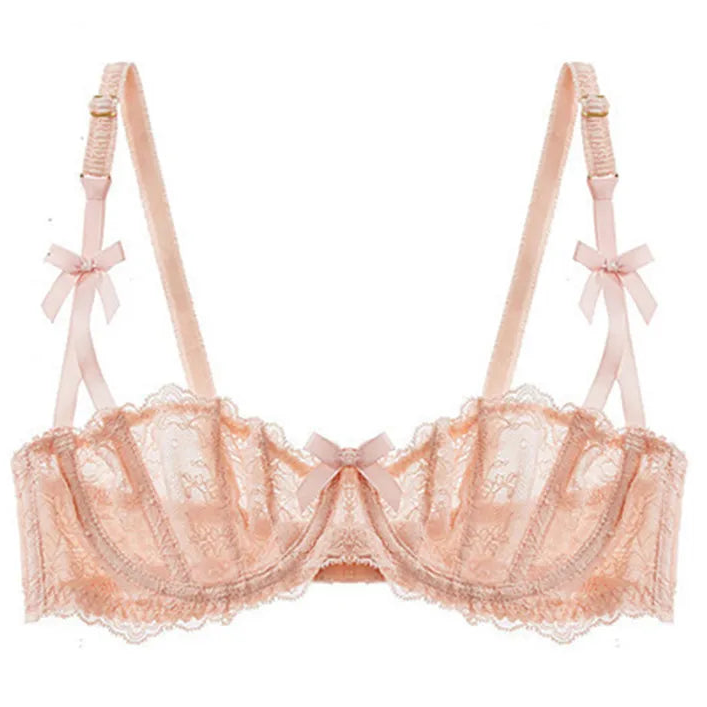 Embroidered Lace Half-Cup Bra - SHOPPERS' CASTLE