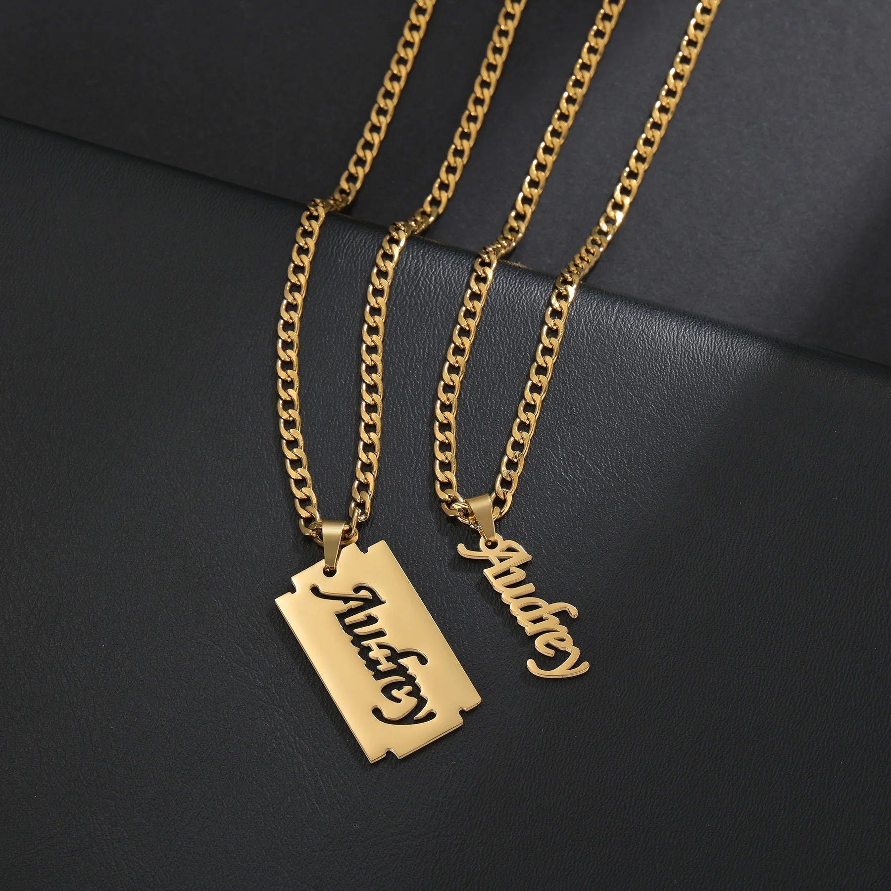 Custom Name Hollow Nameplate Necklace - Elegant Chain - SHOPPERS' CASTLE