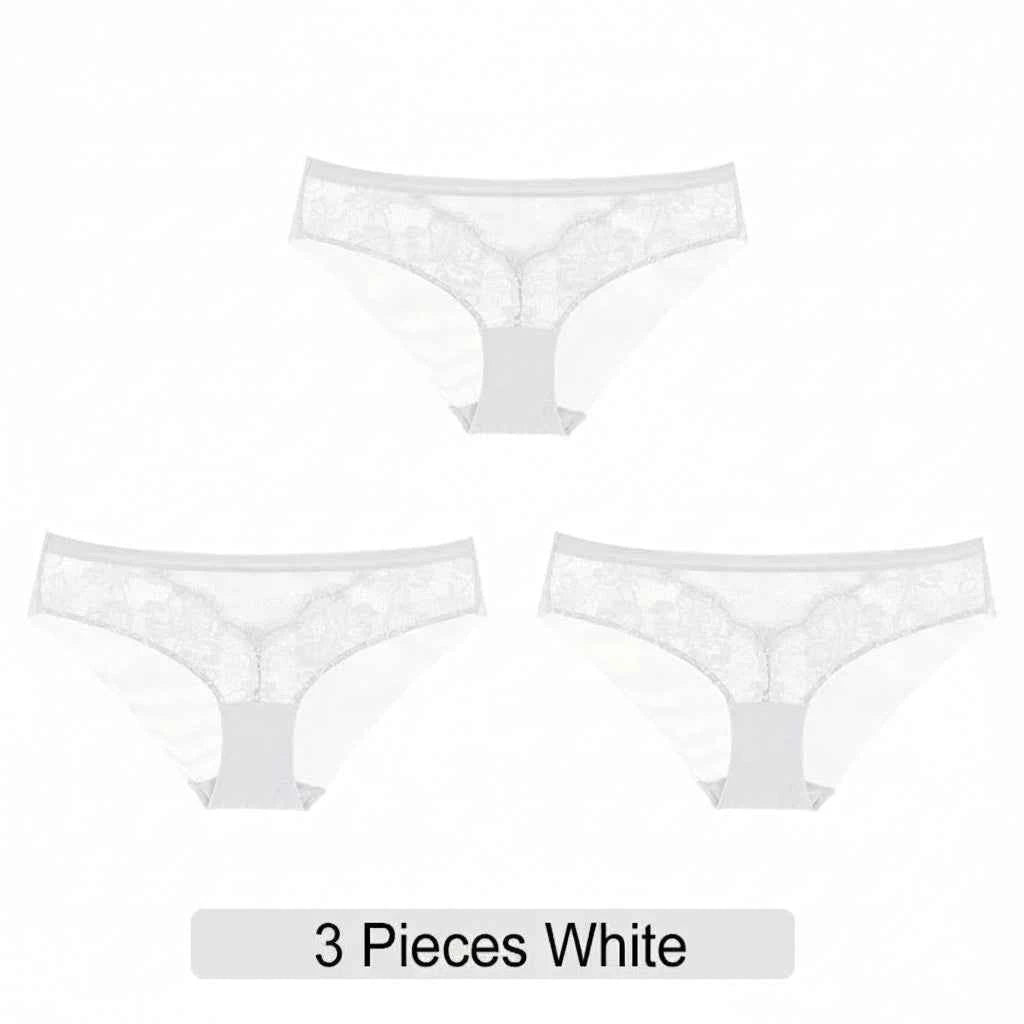Lace Brief Trio - Black, White & Blue