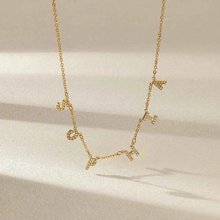 Custom Cubic Zircon Initial Letter Necklace - A-Z