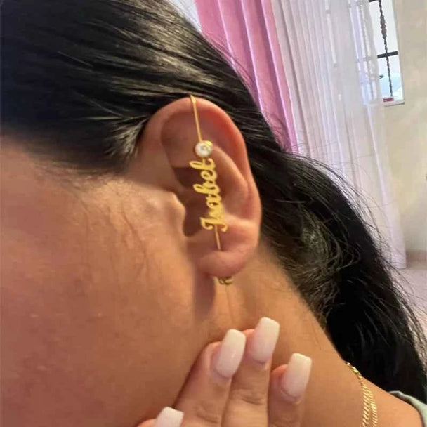 Custom Name Stud Ear Clip Earrings - Handmade