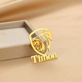 Customized Lion Name Brooch - Geometric Business Party