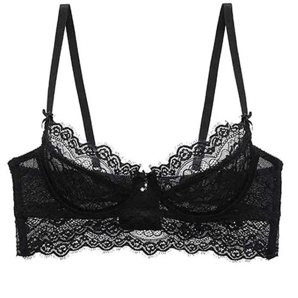 Ultra-Thin Eyelash Lace Bra - Plus Size