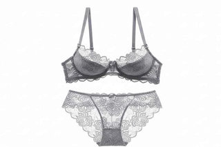 Hollow-Out Embroidered Bra - Plus Size