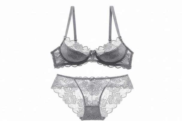 Hollow-Out Embroidered Bra - Plus Size