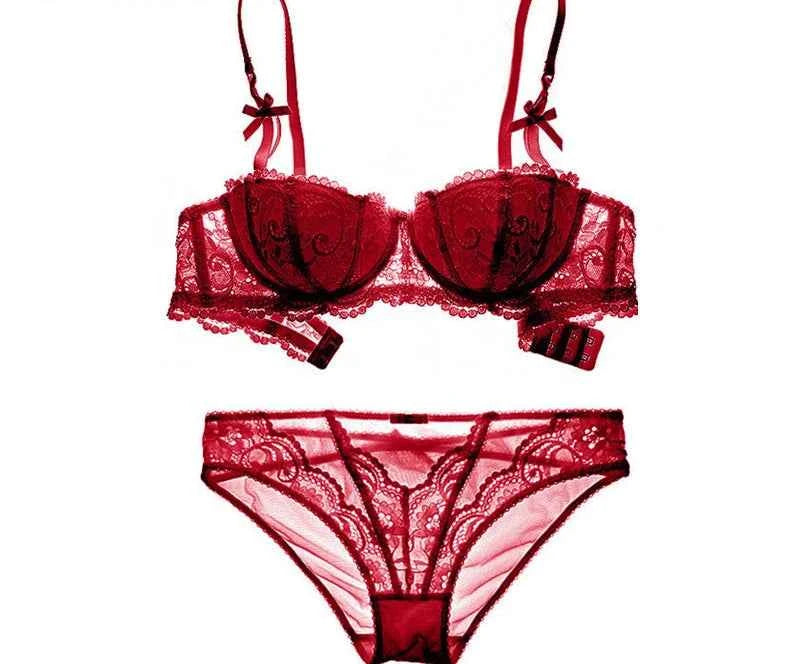 Embroidered Half-Cup Push-Up Bra
