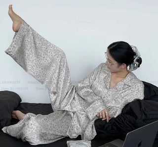 Gray Leopard Pajama Set - SHOPPERS' CASTLE